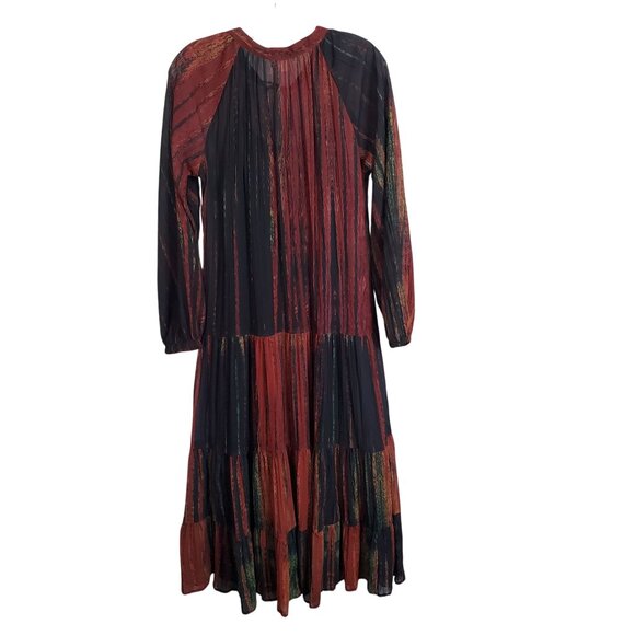 Love Kyla Size L Dress Maxi Flowy Boho Chic Tassel Tiered Long Sleeve - Picture 3 of 16